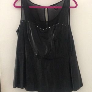 Black pleather peplum top